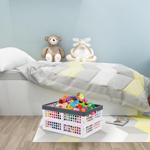 Nihenok 15 L 4-Pack Plastic Folding Storage Crate, Stackable Collapsible Milk Crates