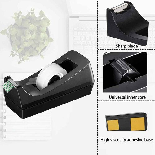 MJUNM Transparent Tape with Dispenser 10 Pack Tape Dispensers Desk unweighted Non Skid Base Desktop Dispenser Bulk for Office Home School
