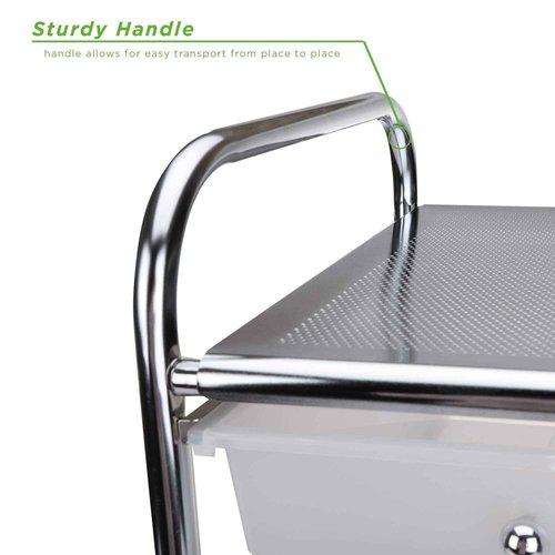 Mind Reader Rolling Cart with Drawers, Utility Cart, Craft Storage, Kitchen, Metal, 24.25"L x 15.25"W x26.25"H, White, Silver