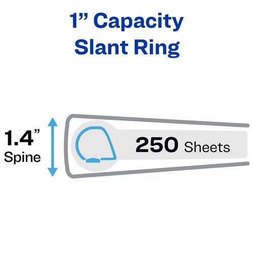 Avery Heavy Duty View 3 Ring Binder, 1" One Touch Slant Ring, Holds 8.5" x 11" Paper, 4 Navy Blue Binders (79869)