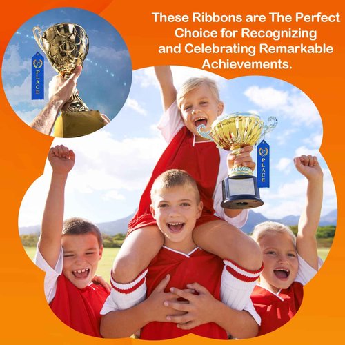 300PCS Award Ribbons, Medal Ribbons for 1st, 2nd, 3rd Place, Event Card & Rope Included,Perfect for Competitions, Sports Events, School Challenges, Vibrant Blue, Red, and White