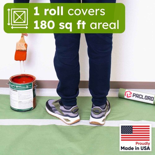 Paclord 12" x 60 Yards (180 feet) Green Masking Paper with Extra Oil Protection for Automotive Painting Industries (Pack of 12) - Made in USA Masking Paper for Painting Cars, Protection from Splatter