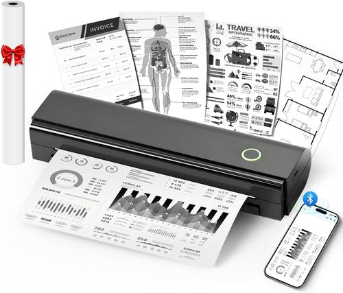 N80 Wireless Thermal Printer - Portable Inkless Bluetooth Printer for Travel | Supports 8.5" x 11" & A4