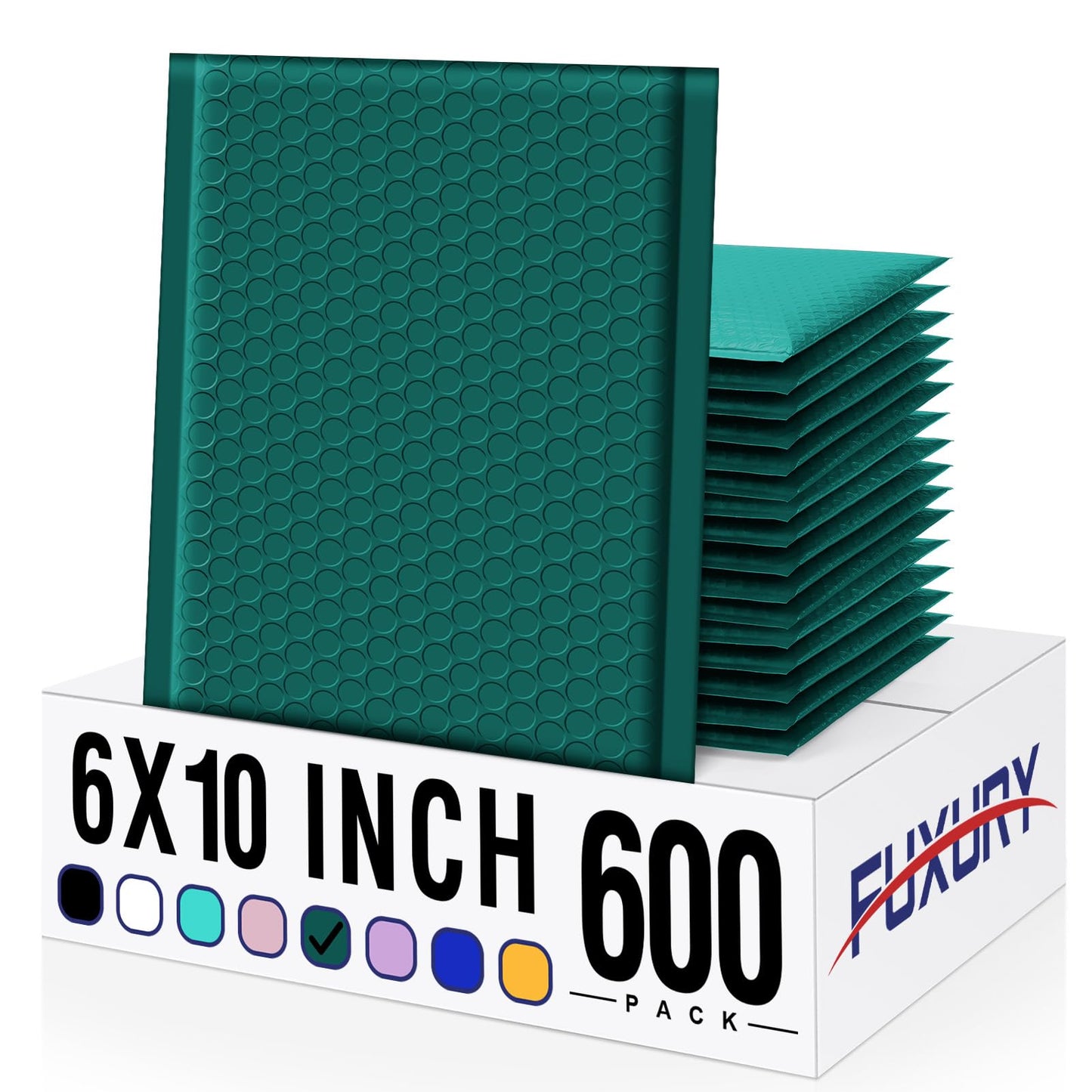 Fuxury Bubble Mailer 6x10 Inch 600 Pack Forest Green Bubble Mailers Bulk Thick Padded Envelopes Usable Size 6x9" Water Resistant Mailers Shipping Envelopes for Small Business Mailing, #0
