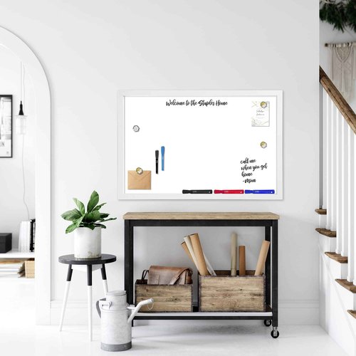 Loddie Doddie Magnetic Dry Erase White Board for Wall - 24" x 36" White Frame - Built-in Marker Tray & Stain-Resistant Surface