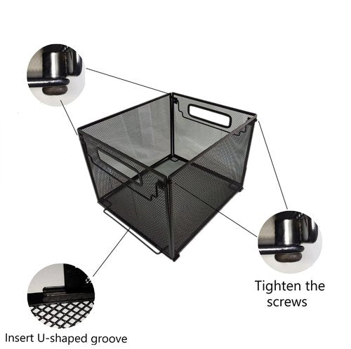 SETTFRFE Letter Size Metal Mesh Hanging File Folder Organizer Crate Basket, Black