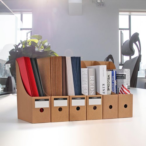 Xiepi Pipipaper Magazine File Holder (12 Pack, Brown) - Home & Office Magazine Storage with Label Stickers