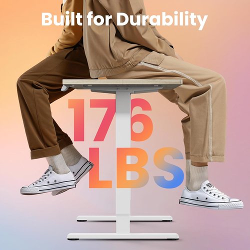 HUANUO Electric Standing Desk - 55 x 24 Inch Height Adjustable Computer Desk with Storage Bag | Light Walnut Finish