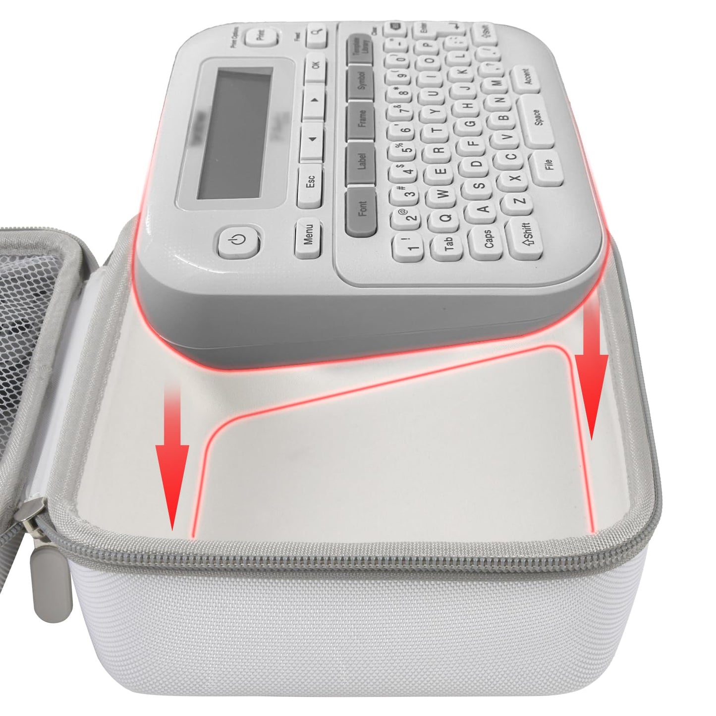 Case Compatible with Brother P-Touch PTD220 210 Home/Office Everyday Label Maker, Storage Holder Carrying Organizer for Label Tapes, AC Adapter, Charging Cables (Box Only) - White