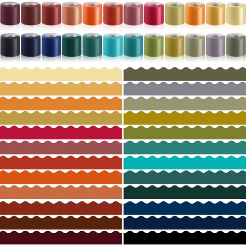 TaoBary 24 Rolls 944.9 Ft Colorful Bulletin Board Borders Bright Classroom Border for Bulletin Board Trim Scalloped Borders Decorations for Office School Teachers Classroom Posters(Retro Color)