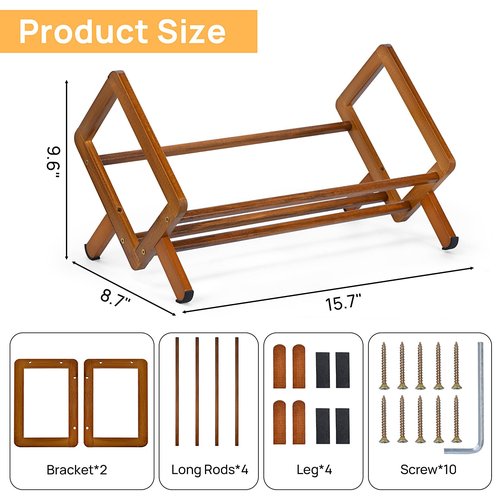 Bamboo Desktop Bookshelf, Retro Desk Bookshelf Organizer, Tabletop Bookshelves, Large Magazine Holder Racks for Home Office, Tilting Bookcase for Magazines Books Files Letters Files CDs Display, Brown
