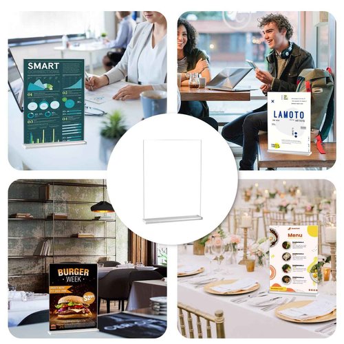 WAEFNO 10 Pack Acrylic Sign Stand 8.5 X 11, Vertical T-Shape Clear Plastic Display, Double-Sided Clear Table Top Sign Holder, Suitable for Office, Store