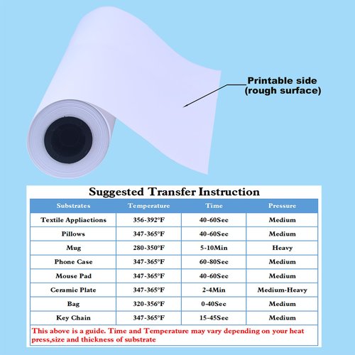 24 Inch x 164 Feet Sublimation Paper Roll 120gsm Heat Sublimation Transfer Paper Quick Drying 2" Core Compatible with Inkjet Printer