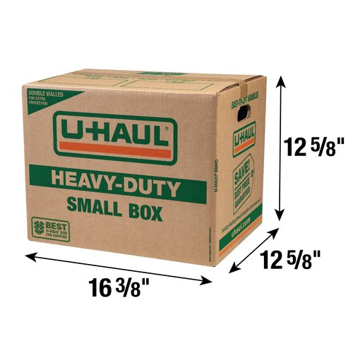 U-Haul Small Heavy-Duty Double Wall Moving & Shipping Boxes - Pack of 10 Boxes with Handles - 16-3/8” x 12-5/8” x 12-5/8” (L x W x H) - Bonus Roll of Tape Included