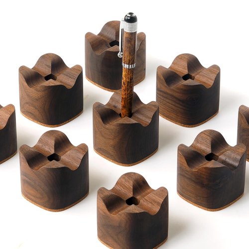 Generic Wood Pen Tray, Wooden Pen Holder, Minimalist Pen Rest, Wooden Desk Organizer Tray (M01-WALNUT) (WALNUT)