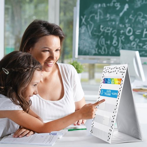 Epakh Polka Dots Tabletop Pocket Chart for Classroom 17 x 13 in Desktop Stand Pocket Chart Double Sided and Self-Standing for Teacher Aids in Teaching
