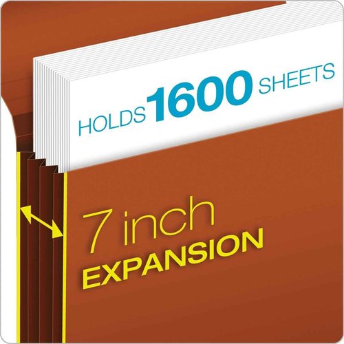 Pendaflex Globe-Weis/Pendaflex Heavy Duty File Wallets, Extra Wide, 7-Inch Expansion, Elastic Cord Closure, Letter Size, Brown, 5-Count (CL1084GLHD)