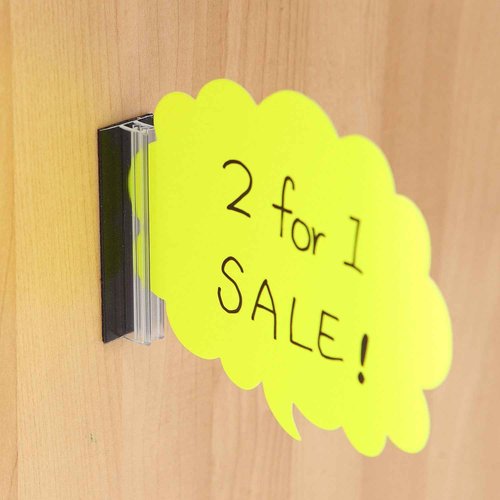 P PLUSPLUS One Sign Holder, Multiple Uses: 1" x 3" 3M Adhesive Base Sign Holders for Counters, Warehouses, and Sneeze Guards (100 Pack)