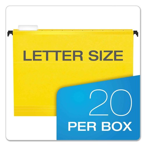 Pendaflex SureHook Reinforced Hanging Folders, Letter Size, Yellow, 20 per Box (6152 1/5 YEL)