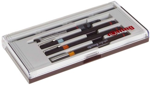 Rotring Isograph Junior Set 3X Technical Pens (0.20mm, 0.40mm, 0.60mm) + Accessories