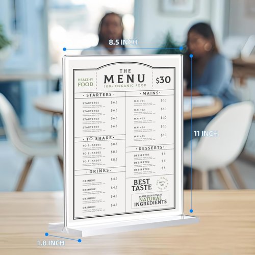 Acrylic Sign Holder 30 Pack - Double-Sided Clear T-Shape Display Stands | 8.5 x 11 Inches for Office & Events