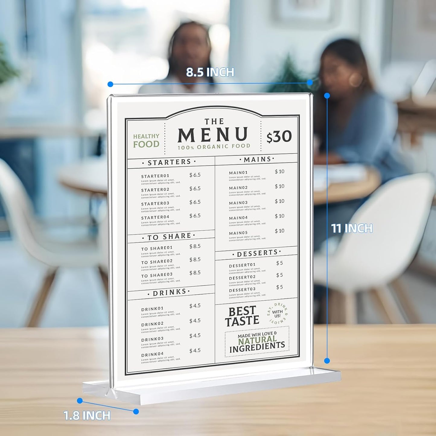 24 Pack Acrylic Sign Holder - Double-Sided Clear Display Stands | 8.5 x 11 T-Shape for Office & Events