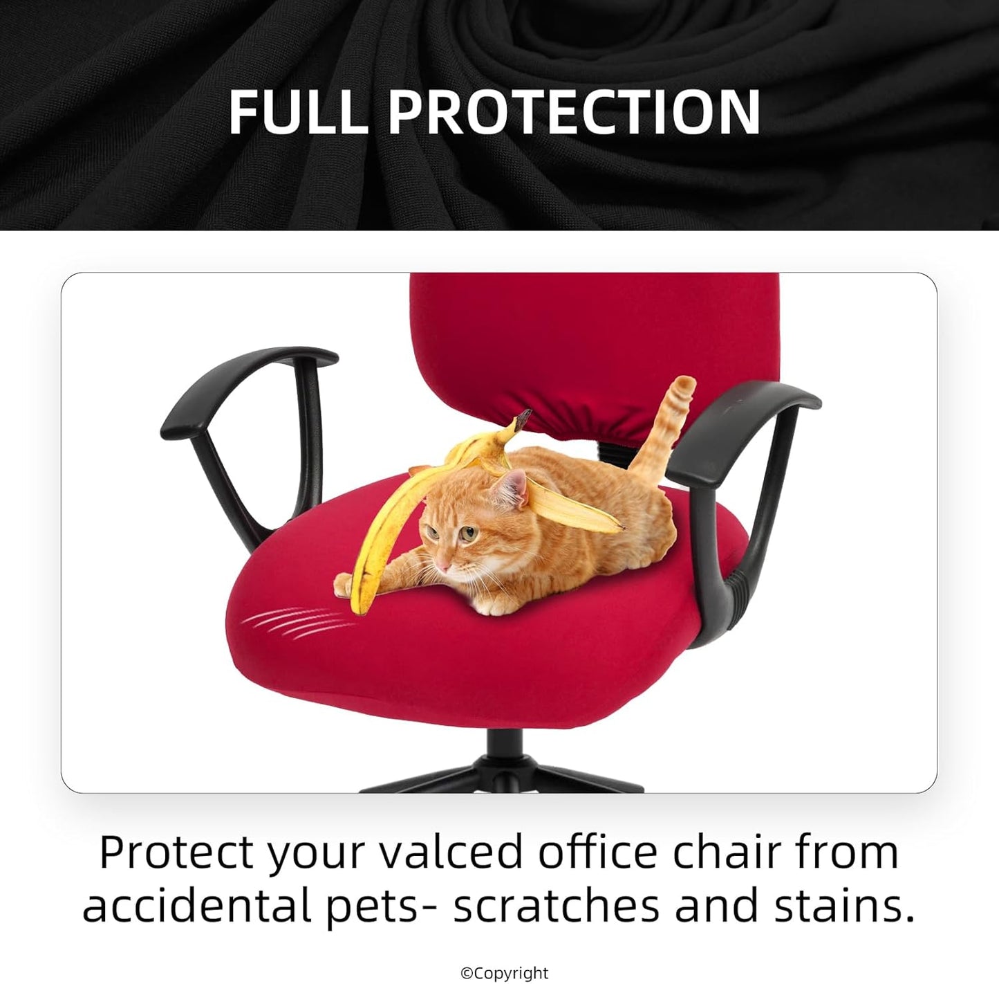 Stretchable Office Chair Seat Covers by [Brand Name] - Universal Slipcover for Computer Chairs | 180GSM Washable Red Protector for Pets
