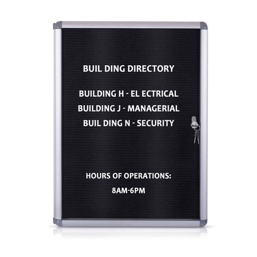 EVERSUPPLY Enclosed Changeable Letter Boards Felt Message Board with Locking Door, Black, Aluminum Frame, 26X20 inches