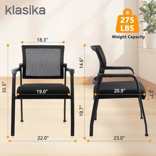 KLASIKA Ergonomic Desk Chair - Adjustable Mesh Backrest & Lumbar Support | No Wheels, Thick Cushion