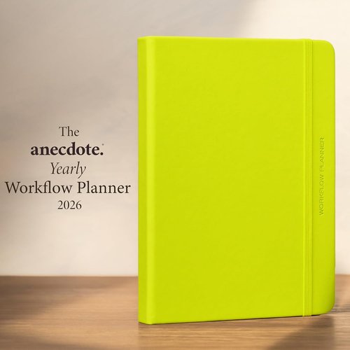 Anecdote 2026 Planner - 52-Week Daily Planner with Vegan Leather Hardcover | Start Anytime, Neon Yellow