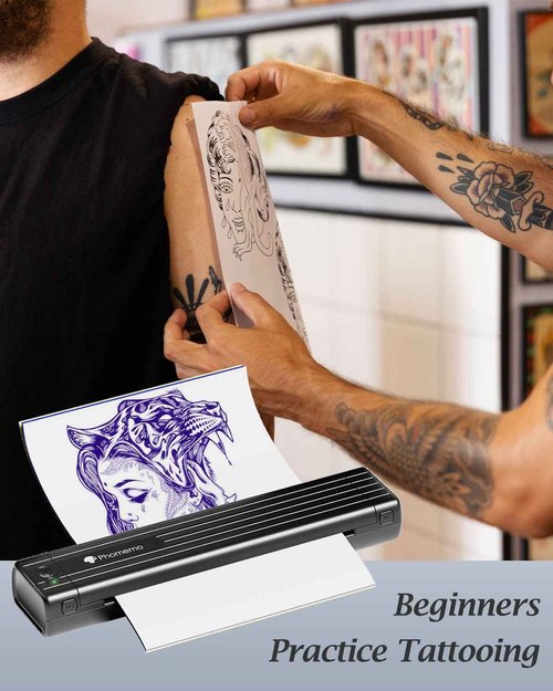 Phomemo TP83 Bluetooth Tattoo Stencil Printer with 10pcs A4 Transfer Paper & 100 Sheets A4 Size Stencil Transfer Paper for Tattooing