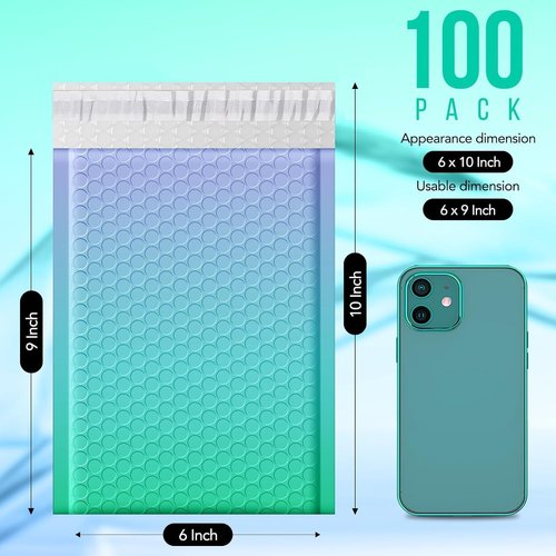 Fuxury Bubble Mailers - Cute Design Opaque Padded Envelopes | 6x10" Size, 100 Pack, Durable for Jewelry Shipping