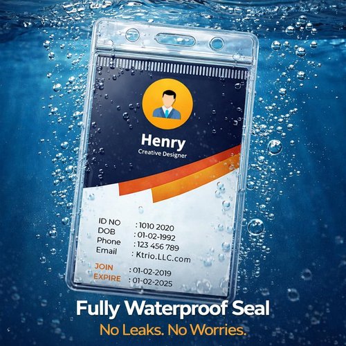 ID Badge Holder 6 Pack - Vertical Clear Plastic Holders, Waterproof & Sealable for Lanyards | 2.25" x 3.5" Name Tag Holders for Nurses, Office & School