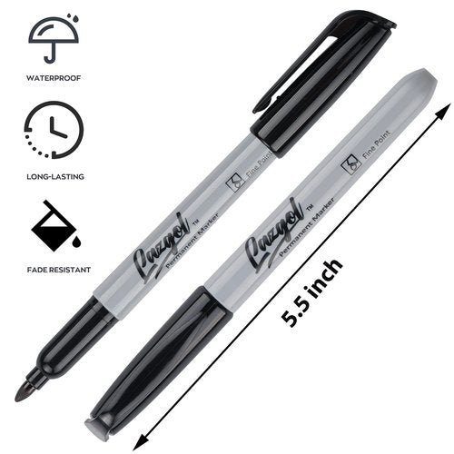 LAZGOL Permanent Markers Bulk, 240 Pack Fine Tip Black Permanent Markers, Waterproof Markers, Premium Smear Proof Pens, Quick Drying, Office Supplies for School, Office, Home