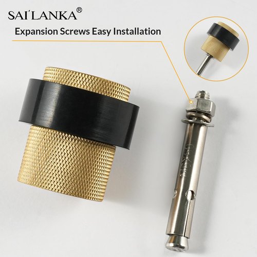 SAILANKA Solid Brass Door Stopper Heavy Duty Cylindrical Floor Mount Door Stop with Rubber, Wall Protector Mounted Doorstop Protect Door Knobs, 1-3/5" Height, 4 Pack, Brushed Brass
