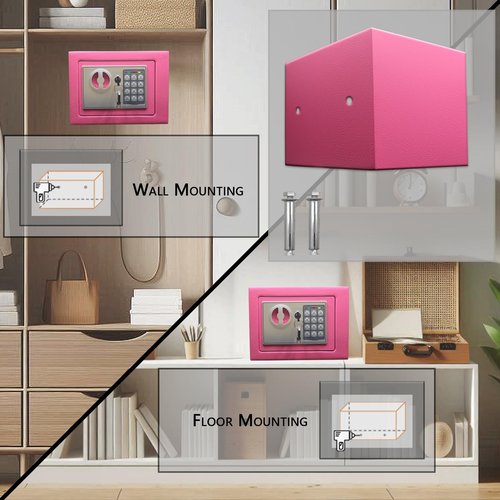 Yuanshikj Electronic Deluxe Digital Security Safe Box Keypad Lock Home Office Hotel Business Jewelry Gun Cash Use Storage (Pink)