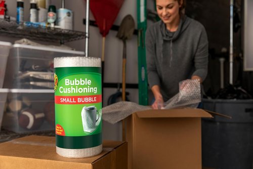Duck Brand Bubble Cushioning Wrap - 30 FT Small Bubble Packing Roll for Moving & Shipping Protection | Clear, Perforated Every 12 IN