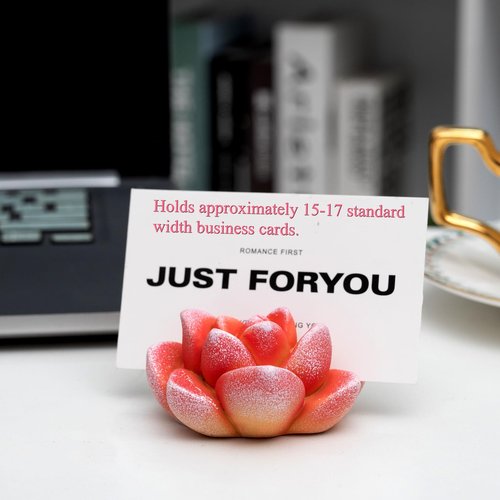 wowhalolo Resin Succulent Business Card Holder Set of 3 - Orange - Cute Desk Organizer and Display Stand for Office, Store - Vertical Name Card Holders - Unique Gift and Decor