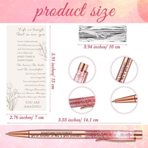 Supervitae 30 Set Christmas Motivational Pens for Women Bulk Rose Gold Inspirational Positive Quote Ballpoint Pens with Card Tie for Xmas Stocking Stuffer Teacher Student Employee Office Supplies