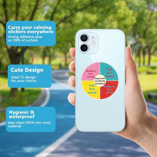 Breath Calm | 48 Pcs Reusable Mindfulness Sensory Stickers - Calming Adhesive Strips for Anxiety Relief