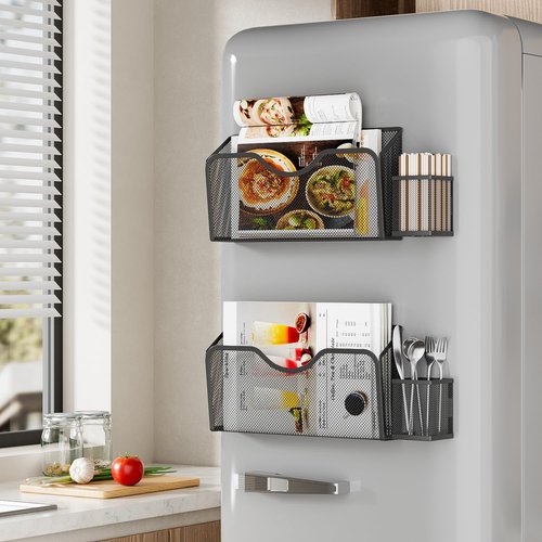 JANE EYRE Magnetic File Holder - 2-Piece Hanging Organizer for Documents & Magazines | No Drilling, Black