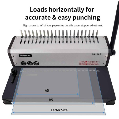 RAYSON SD1202 Binding Machine with Combs Set and 100pcs of 5/16" Multicolor Comb Binding spines - 19 Hole Comb Binder for Punching or Binding