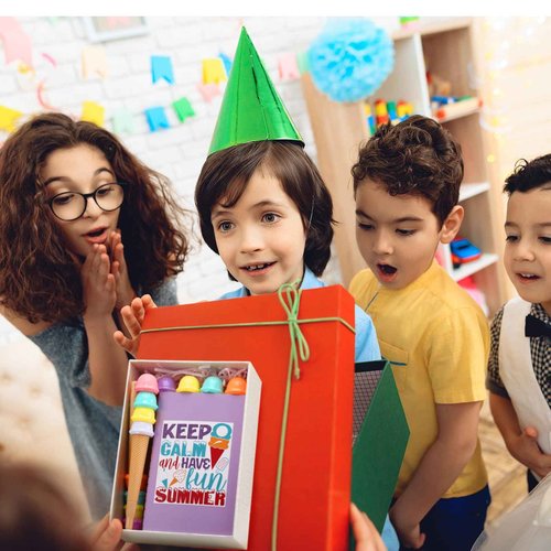 Sayglossy 48 Pcs End of Year Student Gift from Teacher Include 24 Colorful Notebook 24 Pcs Ice Cream Pen Graduation Gift End of Term Summer Birthday Ice Cream Party Favors for Kids Office School