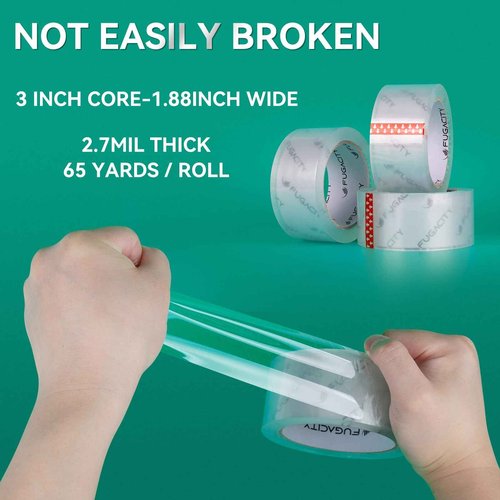 FugaCity Clear Packing Tape Refills (24 Rolls),Heavy Duty Packaging Tape for Moving Sealing, Moving Supplies Shipping Tape,2.7 Mil Thick, 2 in Wide,65 Yards Per Roll,Total 1560 Yards