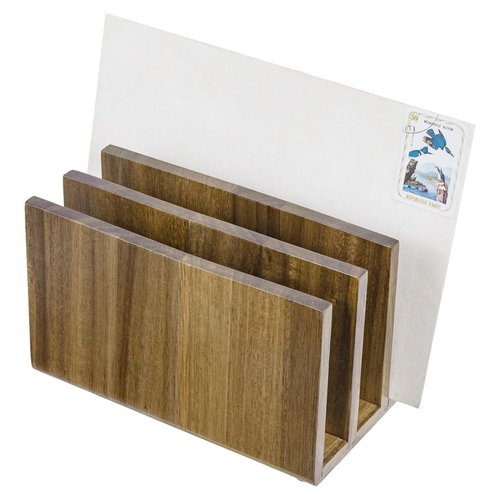 MyGift 3 Slot Premium Acacia Solid Wood Mail Holder, Entryway Countertop Letter Organizer, Office Desktop File Sorter, Bill Divider, Envelope Storage Bin