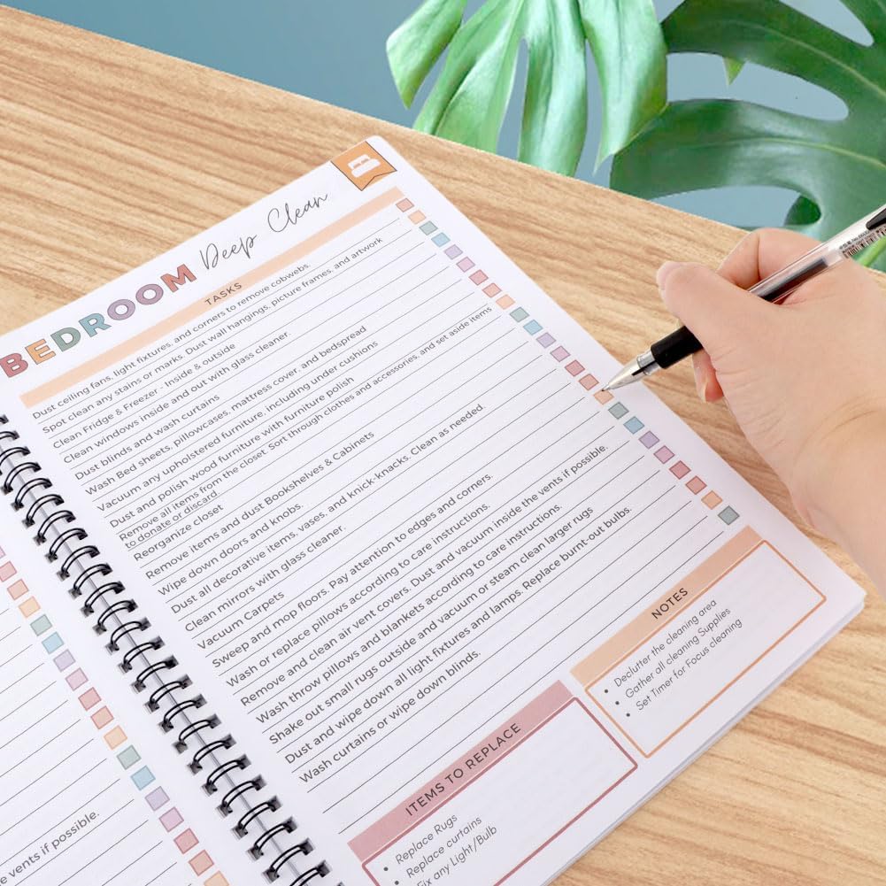 Adhd Cleaning Planner - Daily, Weekly & Monthly Organizer with Stickers | DIY Home Cleaning Schedule (White)