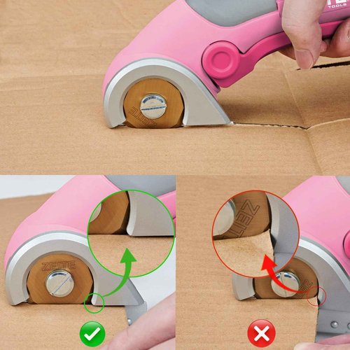 ZEITE 4V Cordless Scissors,Electric Cardboard Box Cutter with Titanium Coated HSS Blades,Pink