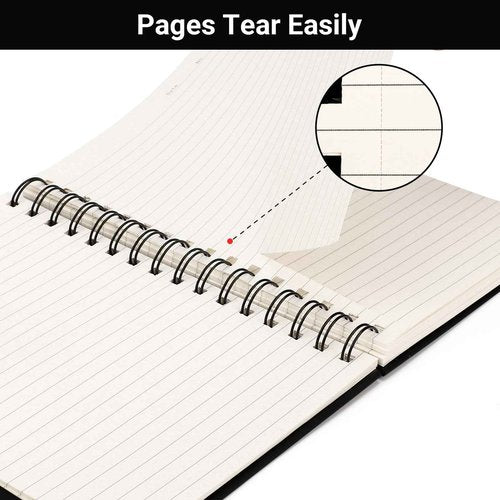 EUSOAR Spiral College Ruled Notebook, 12packs A5 5.5" x 8.3" 160Pages/ 80Sheets, Black Thick Hardcover, Tear-off 100GSM Lined Paper, 1 Subject Notepad for Office Meeting Business School Note Taking
