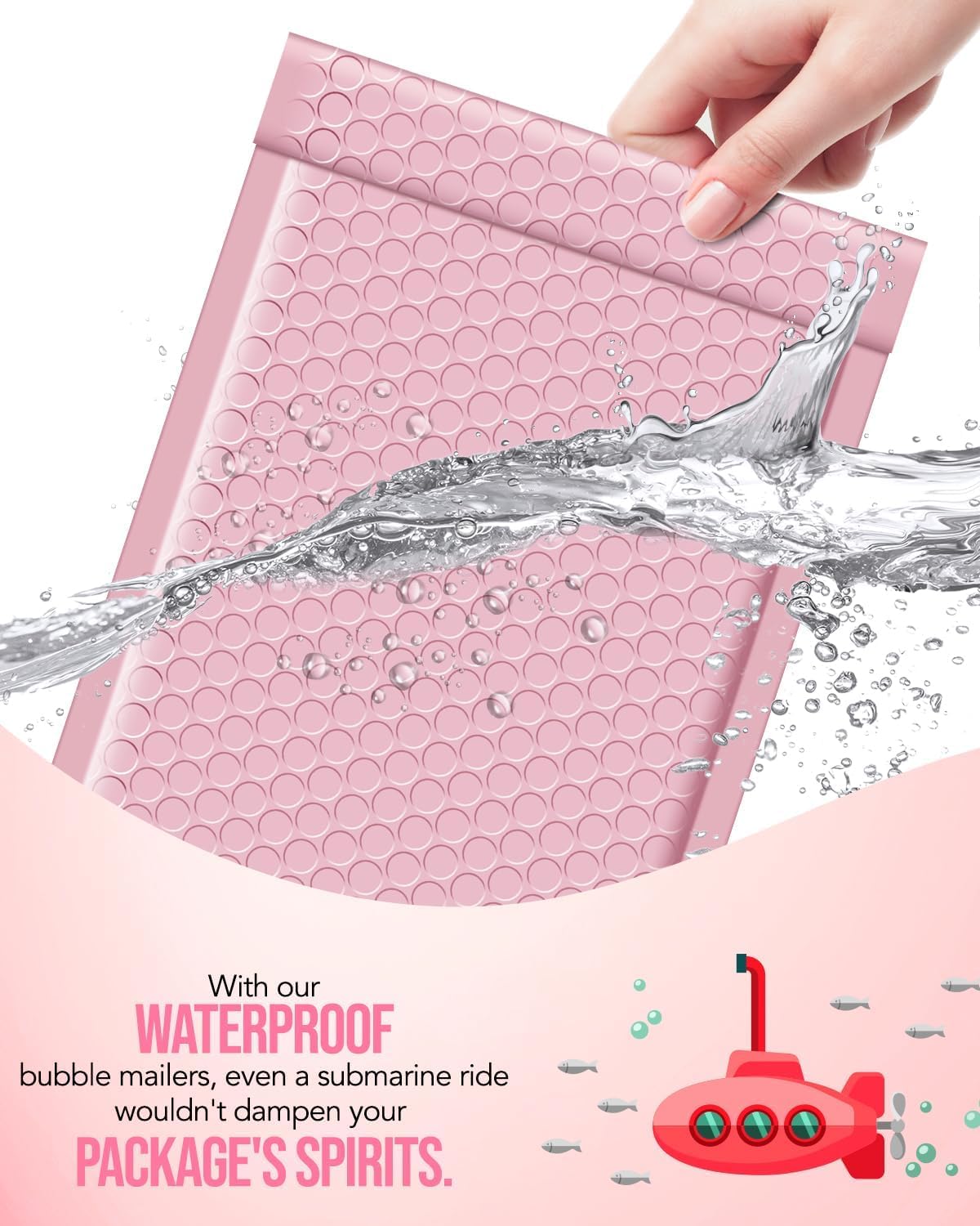 GSSUSA Light Pink Bubble Mailers 6X10 Inches 500 Pack, Padded Poly Bubble Mailer, Small Padded Envelopes Strong Adhesion Bubble Envelopes,Self-Seal Mailing Envelopes for Small Business