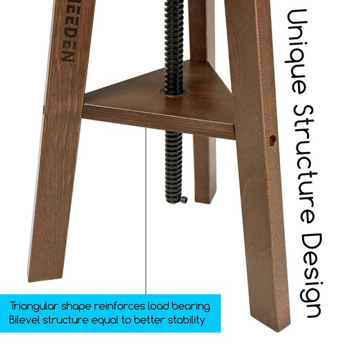 MEEDEN Walnut Drafting Stool with Solid Beech Wood, Height Adjustable Artist Studio Stool, Bar Stool, Office & Kitchen Stool, Perfect for Studio, Home Use, Bars